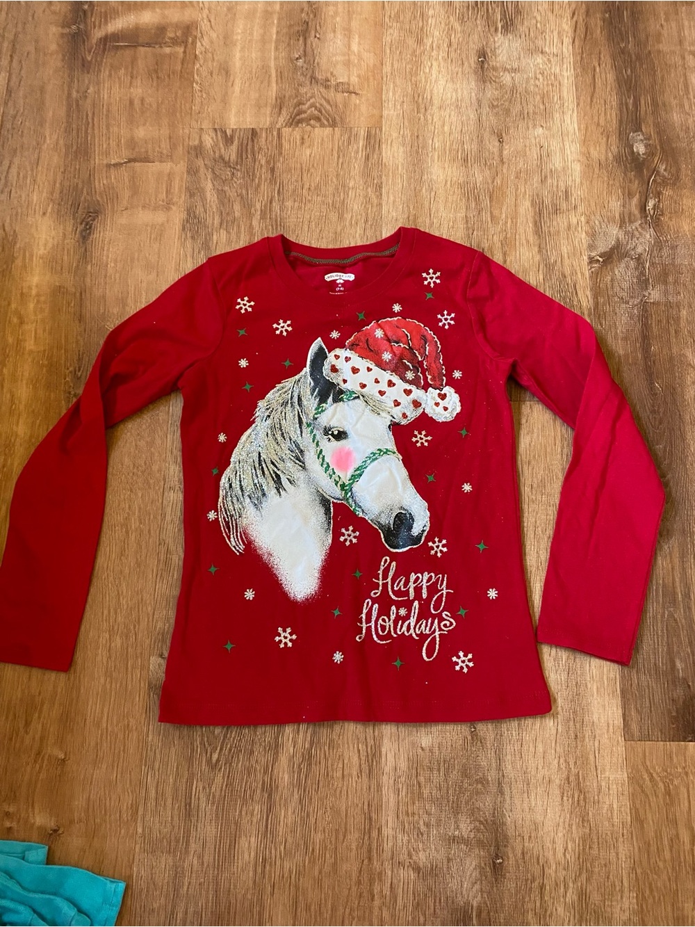 Holiday Horse Graphic Long-Sleeve Tee - Red